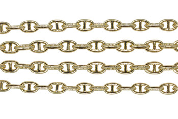 18kt Gold Plated 10x6.3mm Oval Bar Chain - Sold By 6 inches