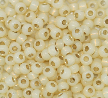 Size 6 Miyuki Seed Beads -- 577 Ivory Opal / Gilt Lined
