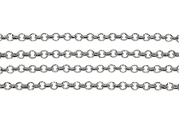 Silver 4mm Rolo Chain- Sold By 6 Inches