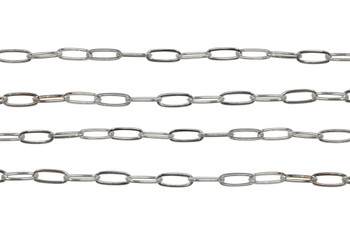 Sterling Silver 3.3mm Fancy Paperclip Chain - Sold By 6 Inches