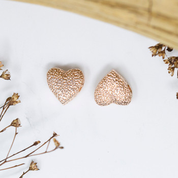 Rose Gold Plated 11mm Textured Heart Bead - Sold Individually