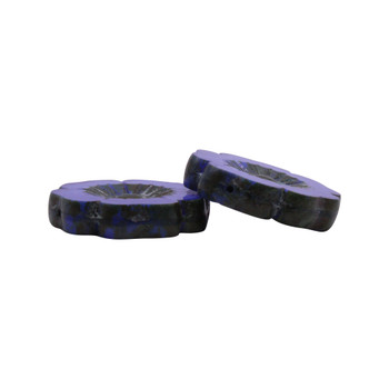 Czech Glass 22mm Hibiscus Flower Bead - Royal Blue Silk with Picasso Finish