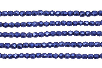 Fire Polish 4mm Faceted Round - Saturated Metallic Lapis Blue