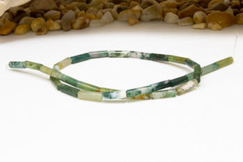 Moss Agate Polished 4x13mm Tube