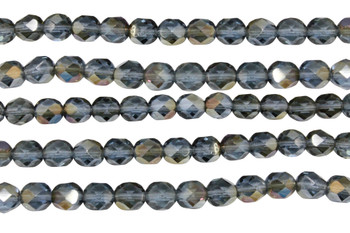 Fire Polish 6mm Faceted Round - Twilight Montana Blue