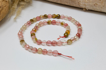 Cherry Quartz Manmade Mix Polished 6mm Faceted Round