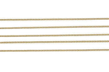 Satin Hamilton Gold 1.5mm Fine Curb Chain - Sold By 6 Inches