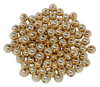 18kt Gold Plated 3mm Round Anti Tarnish Coating - 100 Beads