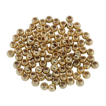 18kt Gold Plated 4mm Round Anti Tarnish Coating - 100 Beads