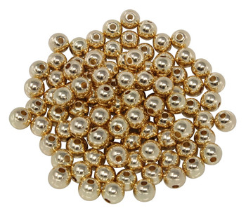 18K Gold Plated 6mm Round Anti Tarnish Coating - 100 Beads