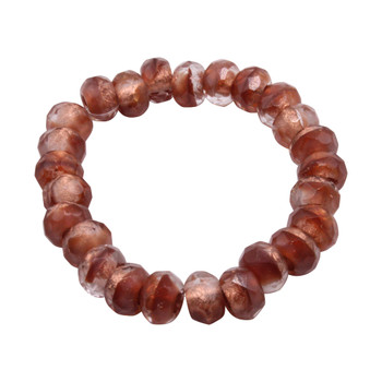 Czech Glass 6x9mm Roller Rondelle Beads - Alloy Orange and Transparent Glass