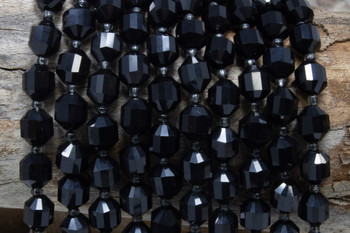 Black Onyx Polished 8-10mm Faceted Energy Tube