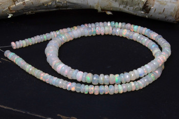 Ethiopian Opal Polished 4-8mm White Faceted Rondel - Graduated