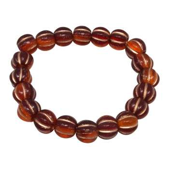 Czech Glass 8mm Large Hole Melon Beads - Ladybug Red and Orange with Copper Wash