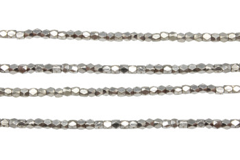 2mm Faceted Cube Brushed Beads - Sterling Silver Plated