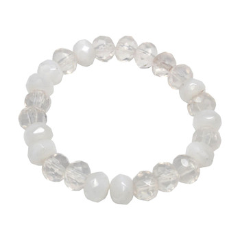 Czech Glass 7x5mm Faceted Rondelle Beads - Transparent White Crystal Mix Opaque
