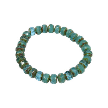 Czech Glass 5x3mm Faceted Rondel Beads - Aqua Blue Transparent and Turquoise Opaque Mix with Picasso Finish