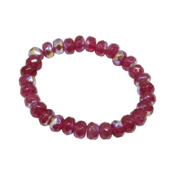Czech Glass 5x3mm Faceted Rondelle Beads - Fuchsia Opaline with AB Finish