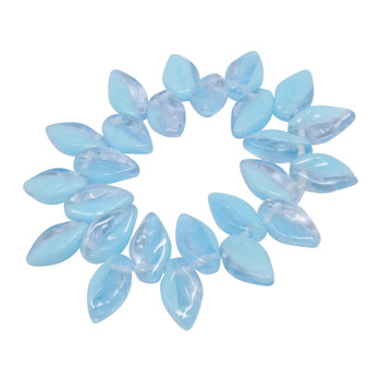 Czech Glass 10x6mm Small Leaf Beads - Turquoise Alexandrite Mix Opaque Transparent