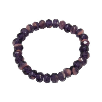 Czech Glass 5x3mm Faceted Rondel Beads - Purple Transparent Opaque Pink Mix