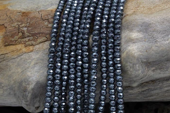 Hematite Polished 3x4mm Faceted Rondelle