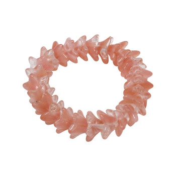 Czech Glass 6x9mm 5 Point Bell Flower Beads - Pink Crystal Mix Transparent Opaque