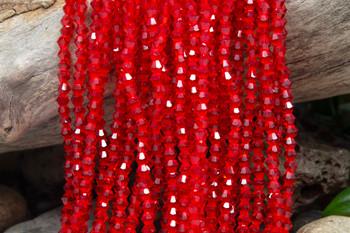 Glass Crystal Polished 4mm Bicone - Red
