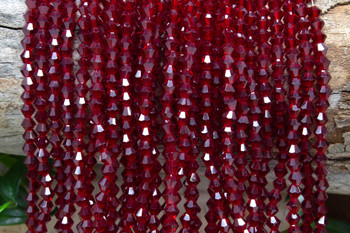 Glass Crystal Polished 4mm Bicone - Dark Red