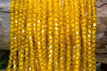 Glass Crystal Polished 4mm Bicone - Yellow