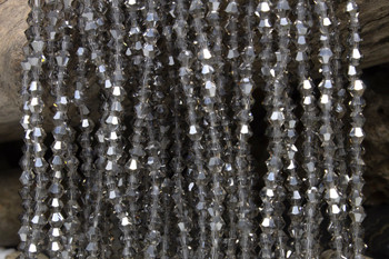 Glass Crystal Polished 4mm Bicone - Transparent Grey