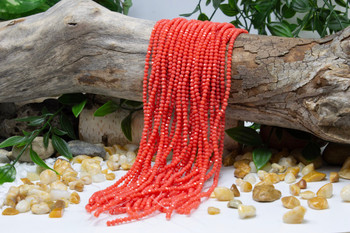 Glass Crystal Polished 3mm Faceted Rondel - Coral Satin