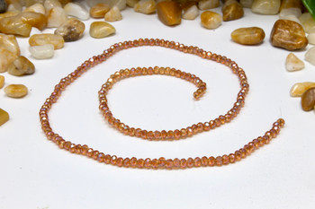 Glass Crystal Polished 2x2.5mm Faceted Rondel - Dark Orange AB