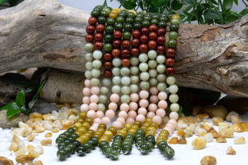 Natural Jade Polished Dyed Multi Color Banded 10mm Round