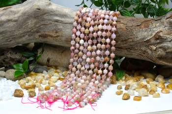 Pink Opal Polished 8mm Faceted Energy Tube
