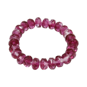 Czech Glass 7x5mm Faceted Rondel Beads - Fuchsia Crystal Mix Transparent