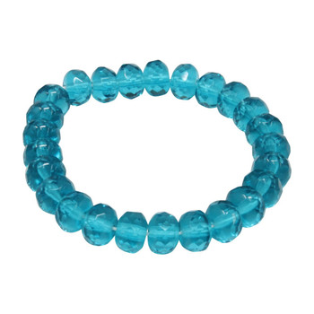 Czech Glass 7x5mm Faceted Rondel Beads - Transparent Aqua