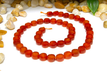 Carnelian Polished 8mm Faceted Coin - Dark