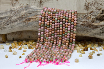 Natural Jade Polished Dyed Pink, Green, Peach Mix 8mm Round