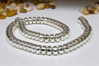 Sterling Silver Plated Hematite Polished 6x10mm Rondelle