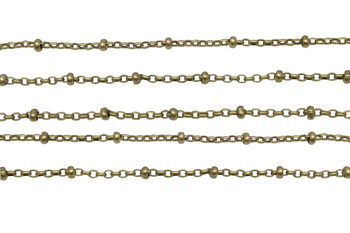 Antique Brass 2.5mm Satellite Curb Chain - Sold By 6 inches