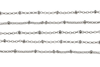 Silver 2.5mm Satellite Curb Chain - Sold By 6 inches