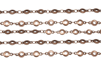 Antique Copper 4.5mm Flat O Link Chain - Sold By 6 Inches