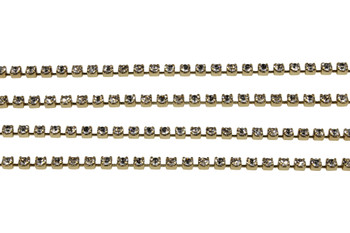 Gold 2mm Crystal Rhinestone Cup Chain - Sold By 6 Inches