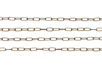 Antique Brass 2x6mm Paperclip Cable Chain - Sold By 6 Inches