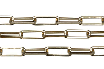 Gold 25x9mm Box Paperclip Chain- Sold By 6 Inches