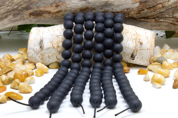Black Onyx A Grade Matte With Oil 12mm Round - 2mm Large Hole