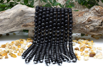 Black Obsidian Polished 12mm Round - 2mm Large Hole