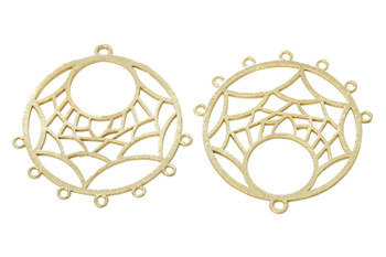 Light Gold Plated 32x20mm Spider Web With 7 Loops Pendant