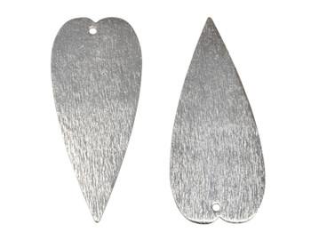 42x28mm Long Heart Pendant - Light Silver Plated