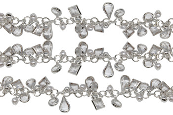 Silver 14mm Bauble Jewel Cable Chain - Sold by 6 Inches